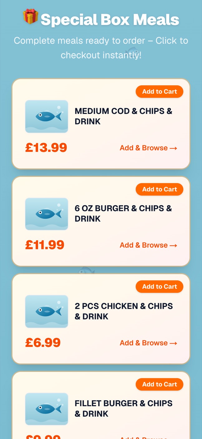 Special box meals ready to add to the basket