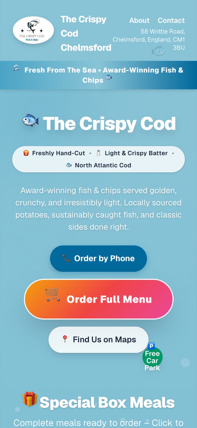 The Crispy Cod's online shop home page